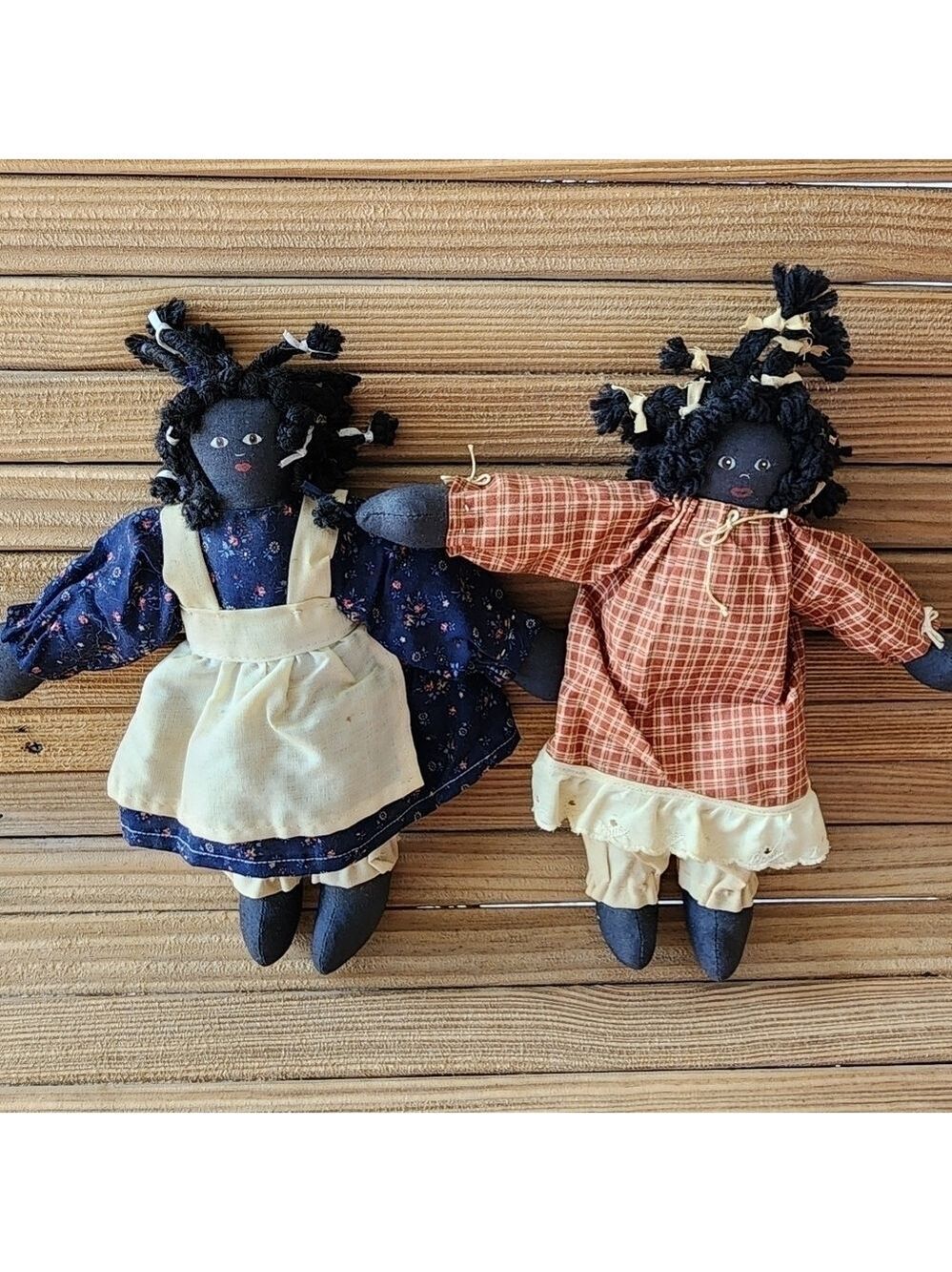 Vintage lot 2 Black Americana African American cloth rag dolls